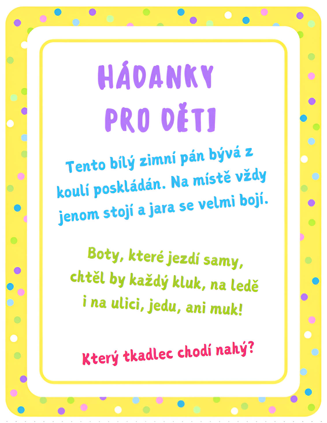 hádanky pro děti