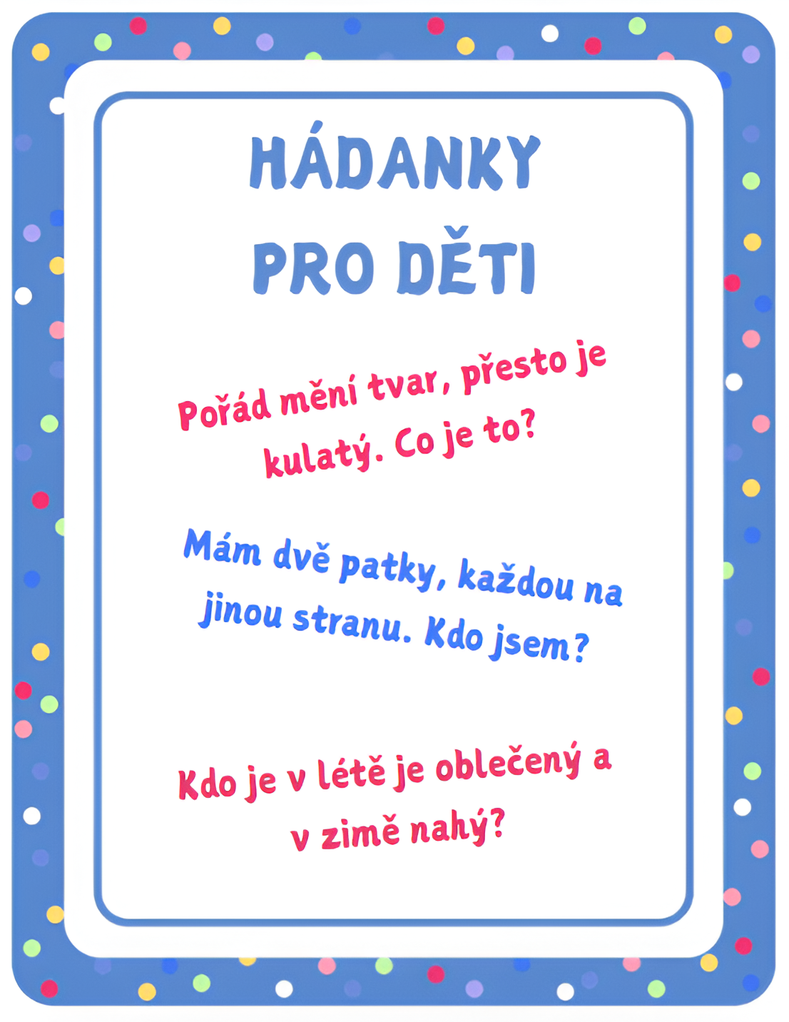 hádanky pro děti