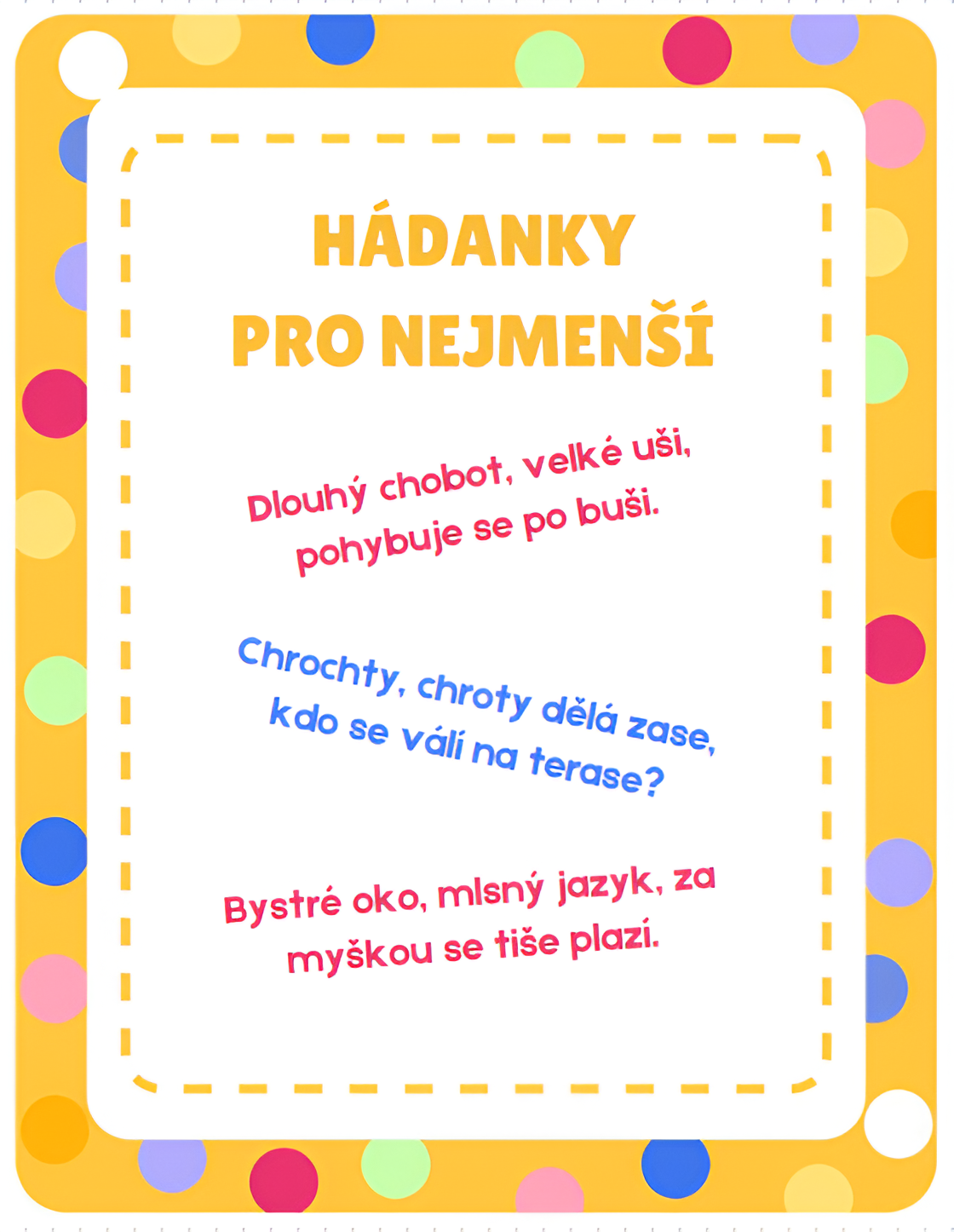 hádanky pro nejmenší