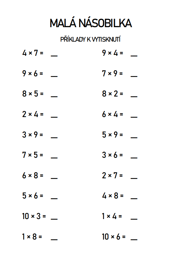 malá násobilka procvičování